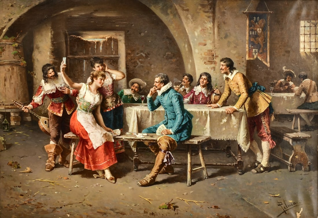 Francesco Peluso (Italian, 1836-1916), "The Card Trick" (1 of 4)