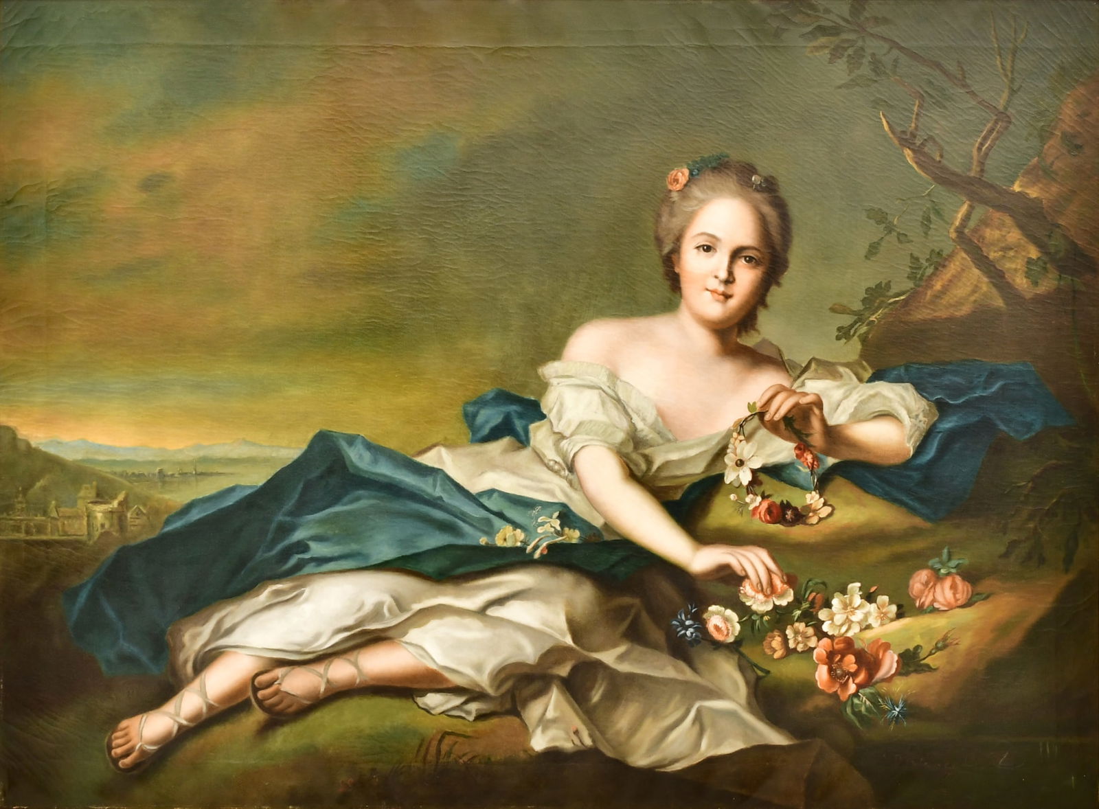 Guilio Bertoncelli (Italian, 1880-1920), Reclining Female with Flowers (1 of 6)