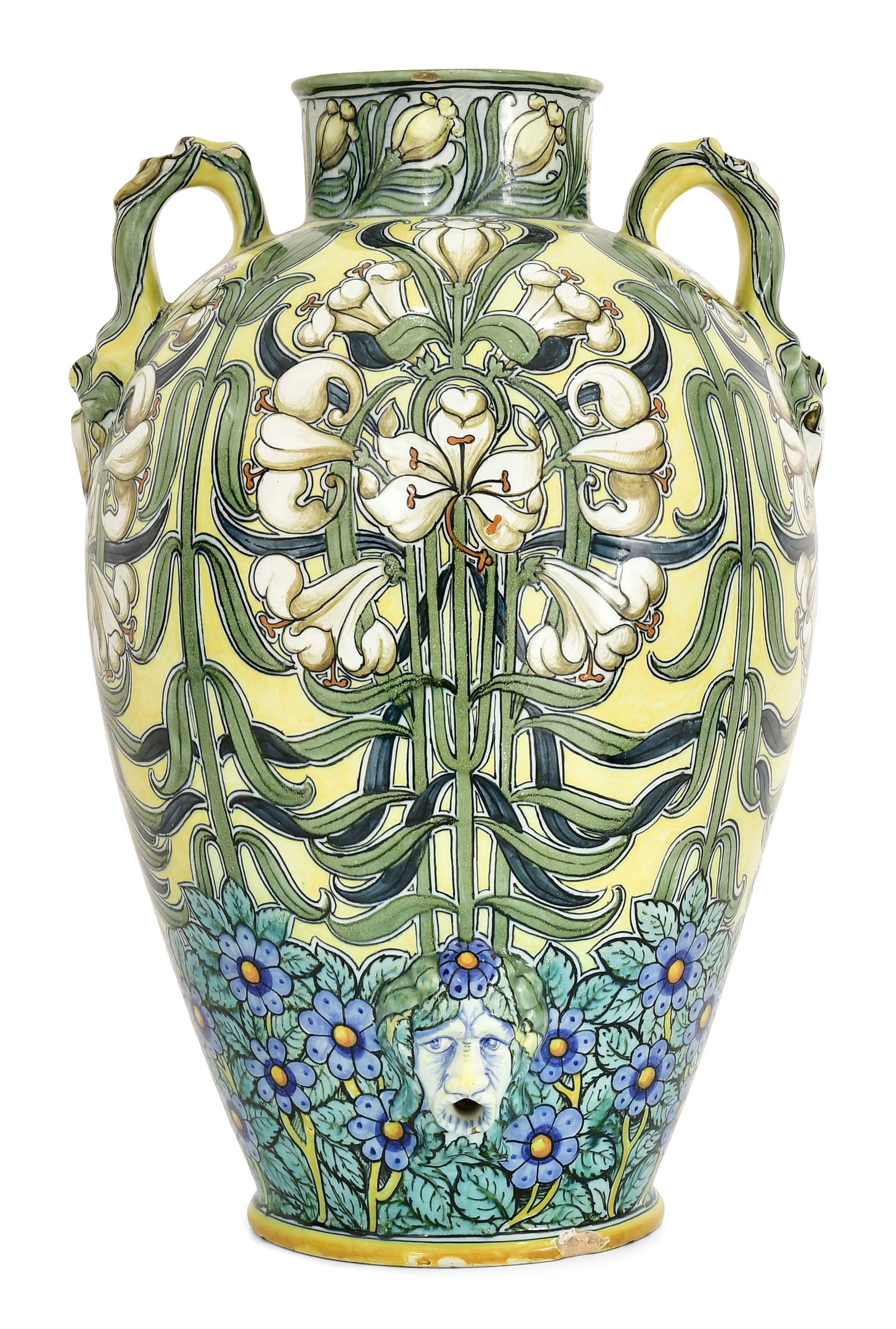 Ulisse Cantagalli (Italian, 1839-1901), Majolica Two-Handled Vase (1 of 7)
