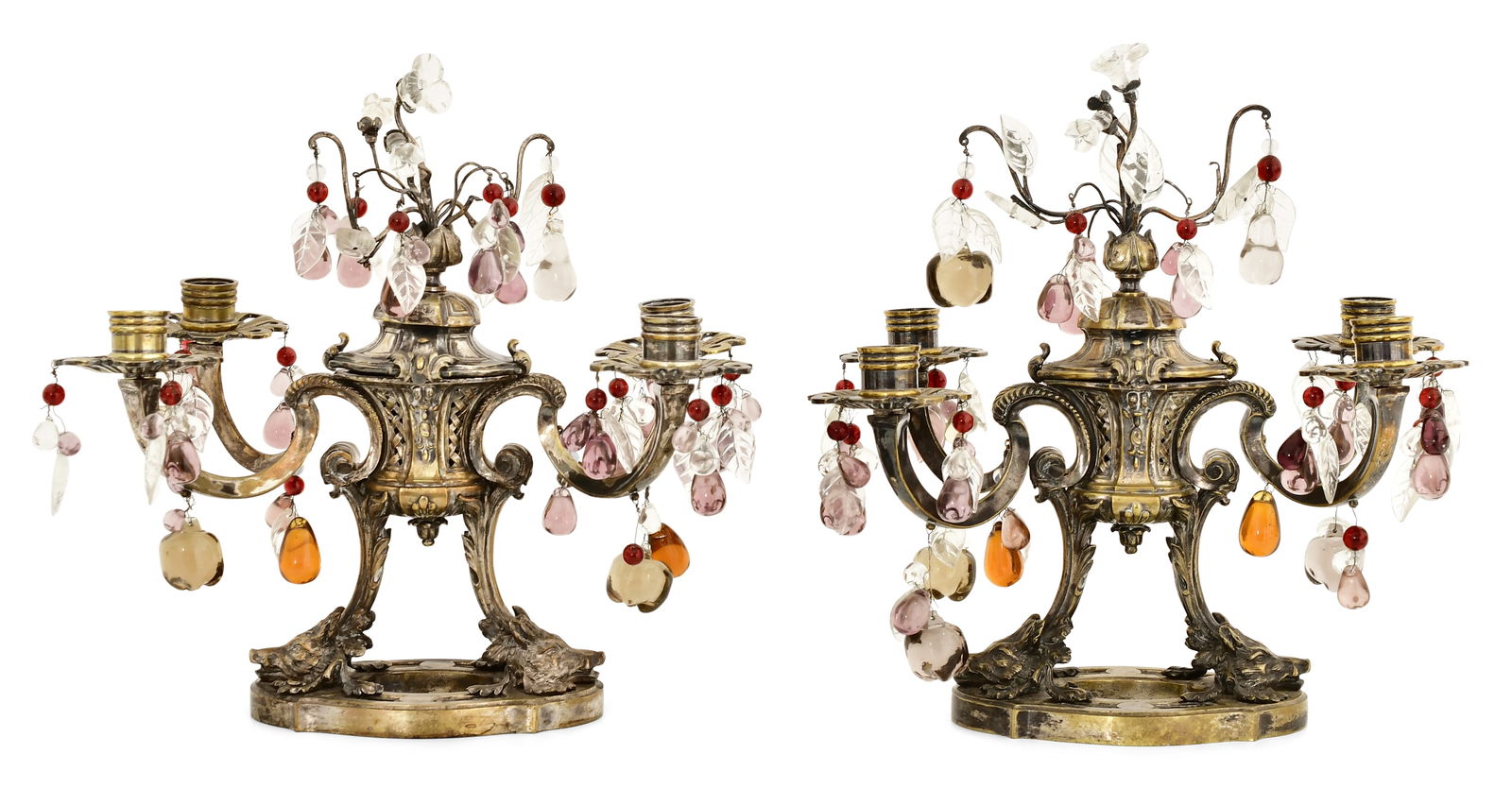 Pair of English Regency Revival Silvered Bronze Candelabra (1 of 5)