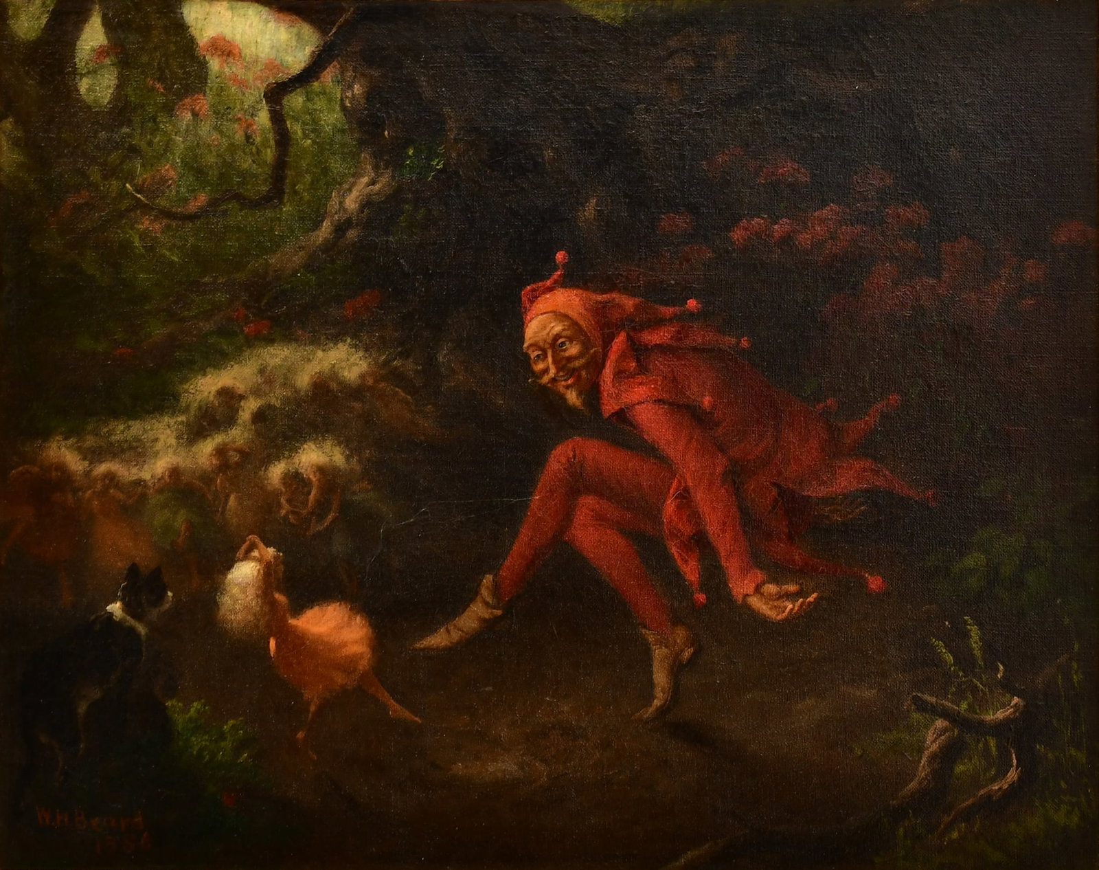 William Holbrook Beard (American, 1824-1900), Elf and Fairies: Property from The Collection of Elizabeth FoxWilliam Holbrook Beard(American, 1824-1900)Elf and Fairiesoil on canvassigned and dated "W.H. Beard, 1886" (lower left)15 3/4 x 19 3/4 inches (sight)22 x 2