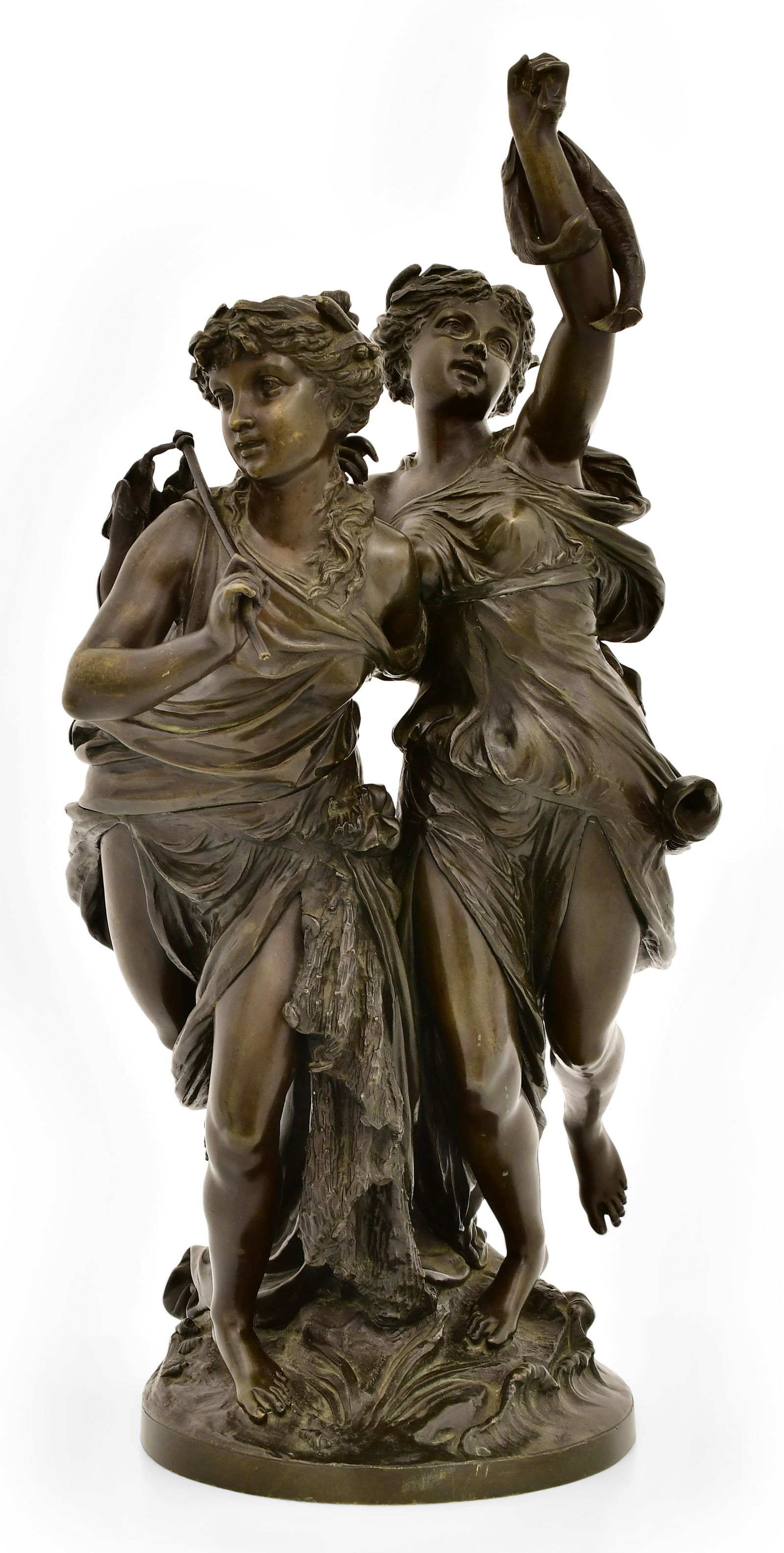 Auguste Joseph Peiffer (French, 1832-1886), Bronze Grouping of Two Women and Fish (1 of 9)