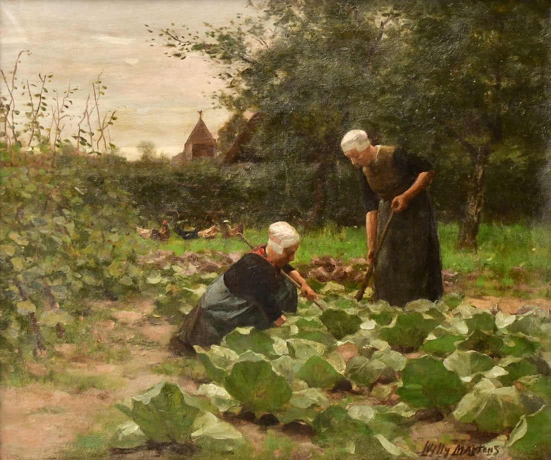 Willy Martens (Dutch, 1856-1927), "Tending the Garden" (1 of 5)