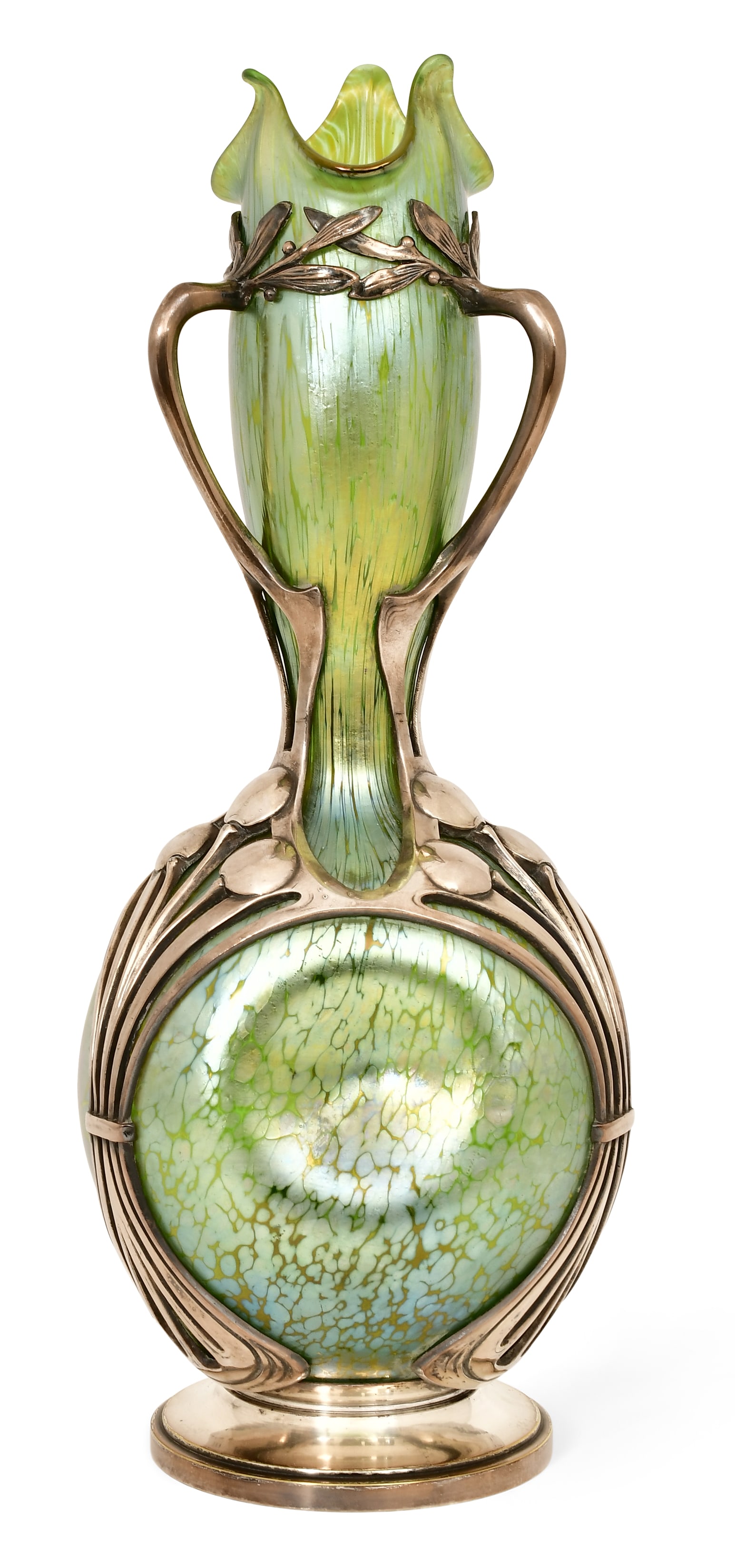 Loetz / Moritz Hacker "Papillon" Silver Overlay Glass Vase (1 of 5)