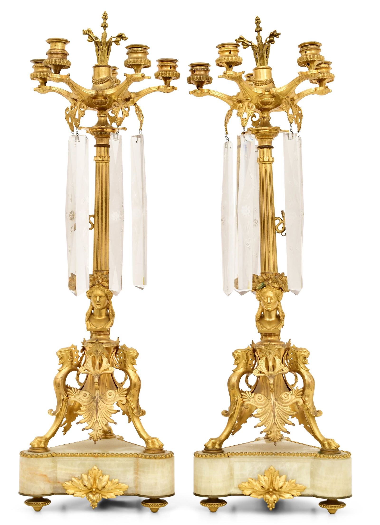 Pair of French Gilt Bronze & Onyx Candelabrum (1 of 6)