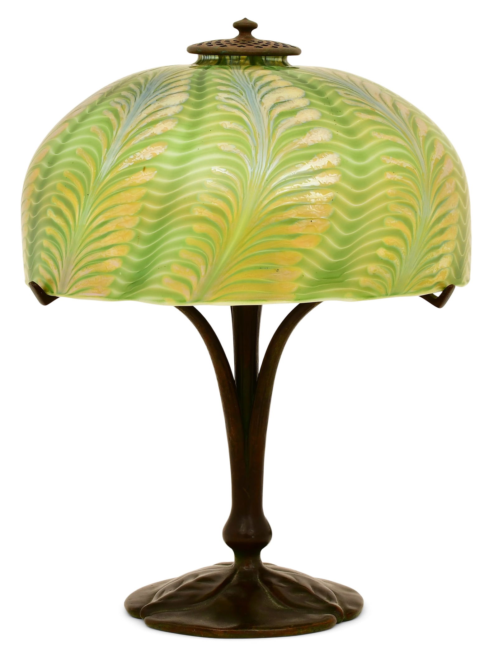 Tiffany Studios Desk Lamp Base with Art Glass Shade (1 of 6)