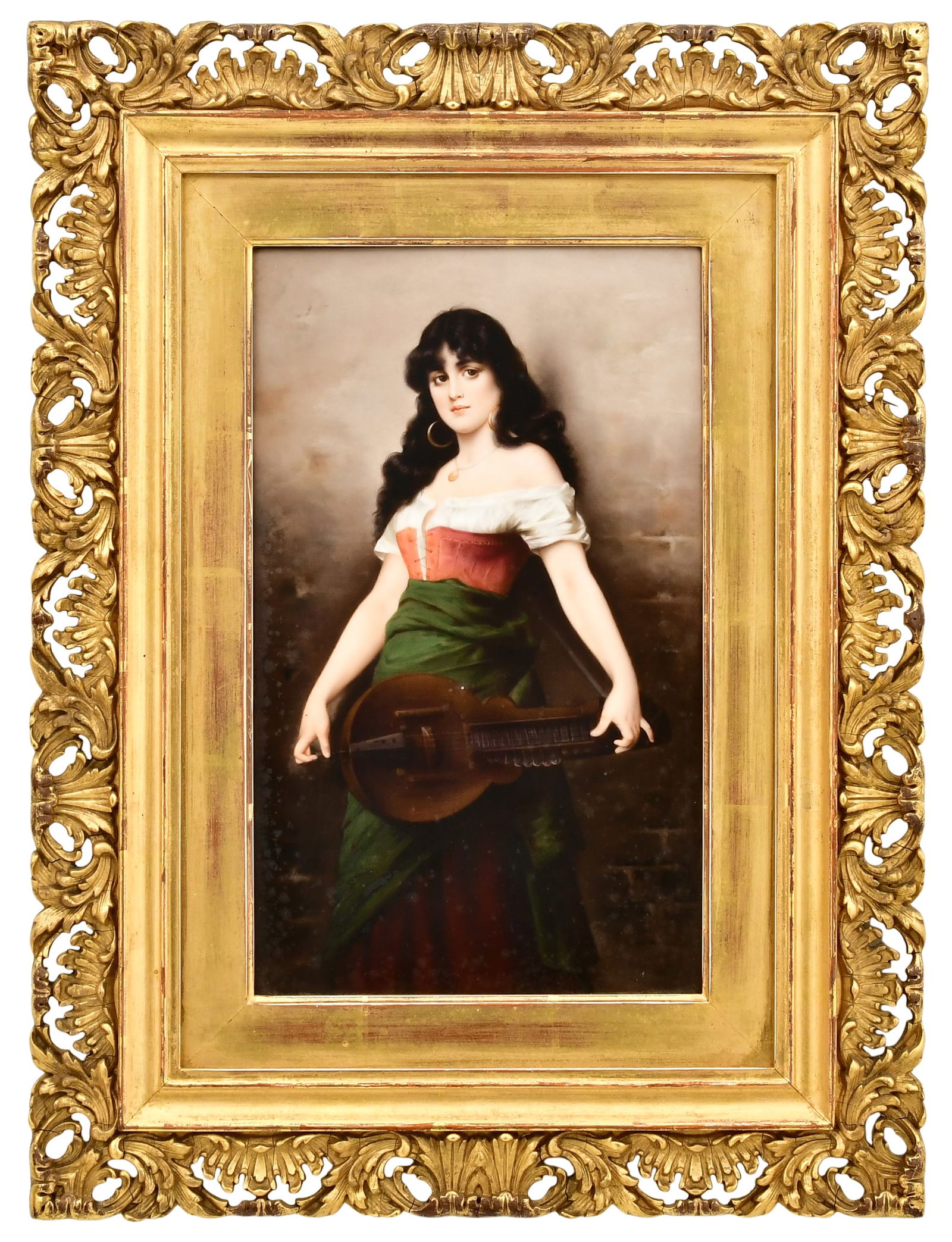 Berlin (K.P.M.) Porcelain Plaque of a Woman: Berlin (K.P.M.) Porcelain Plaque of a Womanlate 19th centuryimpressed "K.P.M." with scepter mark13 x 8 inches (plaque)20 x 15 inches (frame)Provenance: Private Collection, Upstate New York