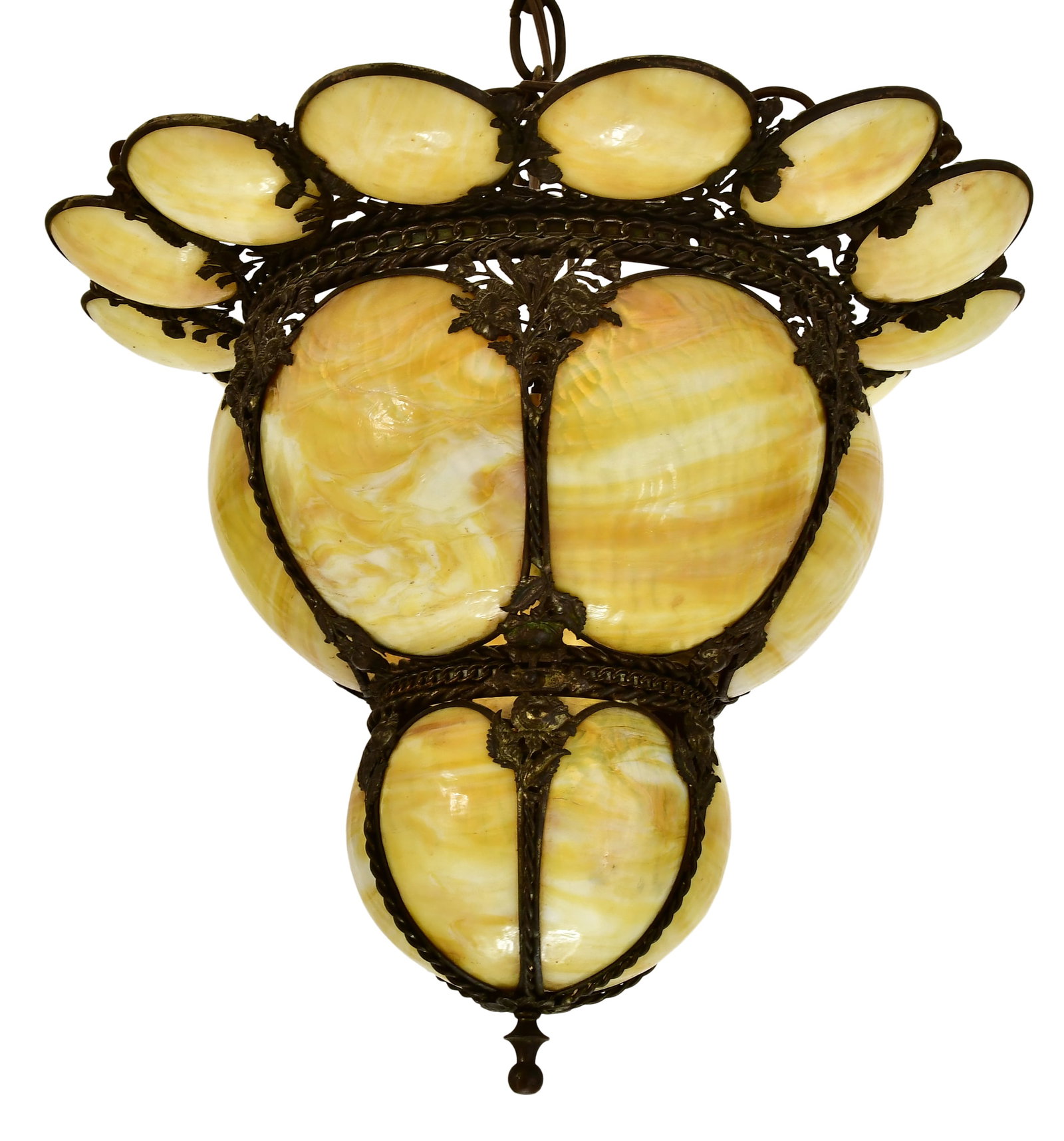 American Gilt Metal & Slag Glass Hall Light (1 of 5)