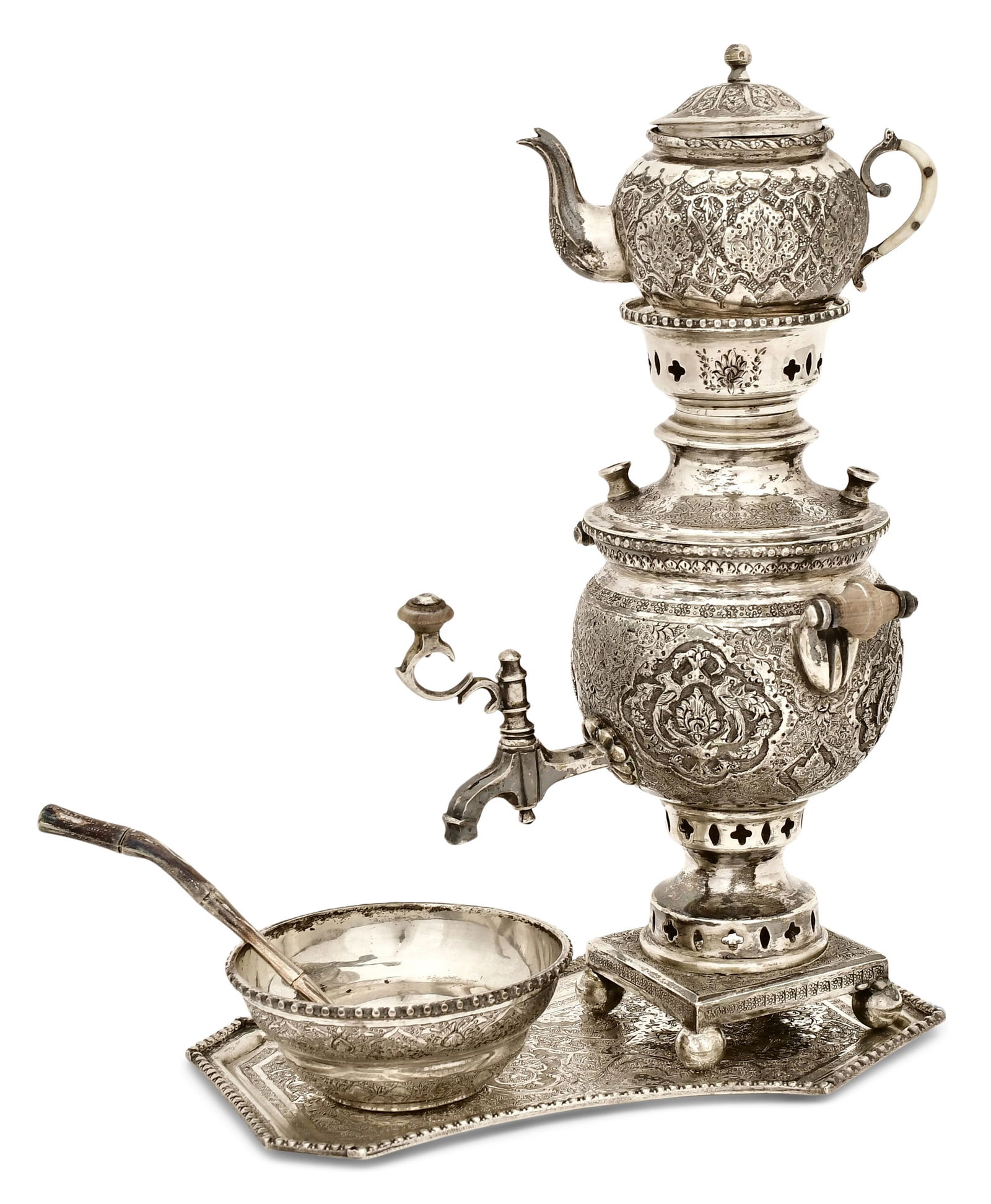 Persian Engraved Silver Samovar (1 of 7)
