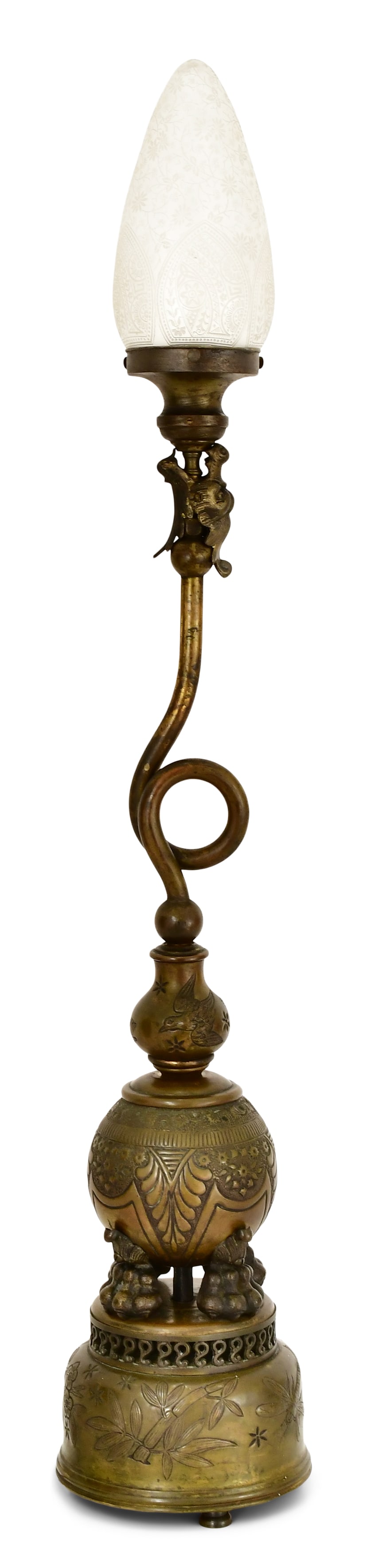 Aesthetic Movement Brass Newel Post Lamp (1 of 5)