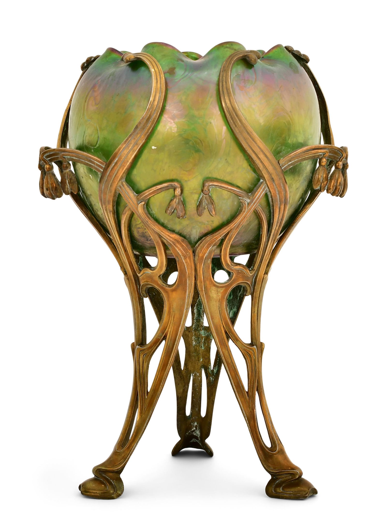 Loetz Gilt Bronze-Mounted Art Glass Vase: Loetz Gilt Bronze-Mounted Art Glass Vaselate 19th century10 x 6 3/4 inchesProvenance: Private Collection, Warren, New Jersey