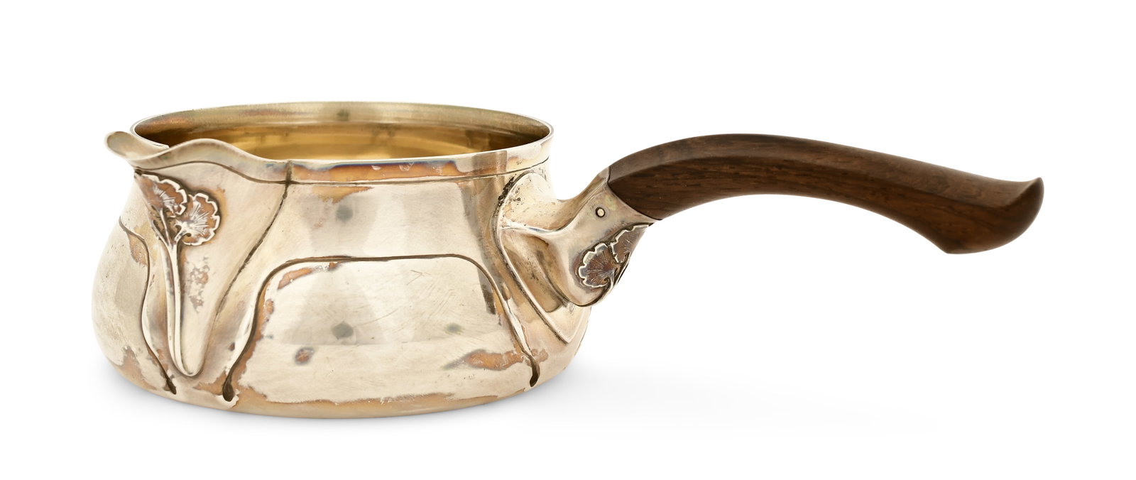 French Art Nouveau Silvered Metal Porringer: French Art Nouveau Silvered Metal Porringer early 20th century 2 1/4 x 8 1/2 x 5 1/4 inches 8.31 troy ounces Provenance: Private Collection, Warren, New Jersey Other Notes: Fontaine's Auction Gallery 