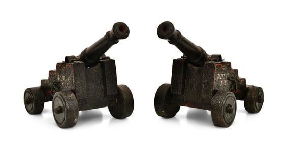 Pair of 19th Century Cast Iron Signal Cannons