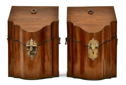 Two English Mahogany Knife Boxes