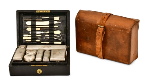 English Sterling Silver & Bone Vanity Case, Taylor of Old Bond Street