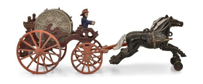 Kenton Cast Iron Fire Hose Reel Wagon