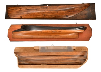 Three Mounted Builder's Half Hull Models