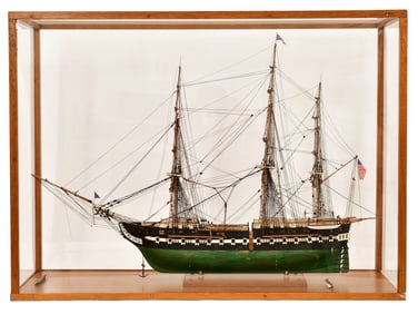 Cased Model Ship of the USS Constitution
