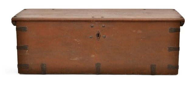 19th Century Iron-Mounted Wood Sea Chest