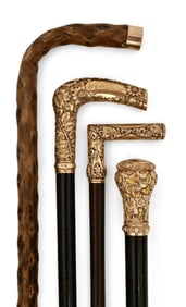 Three 10K Gold Canes and One 10K Gold-Plated Cane
