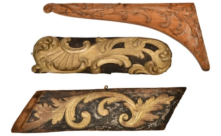 Three Ship Prow Wood Carvings