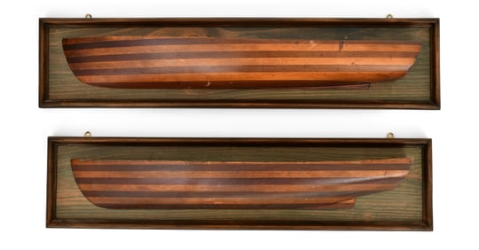 Two Mounted Builder's Half Hull Models