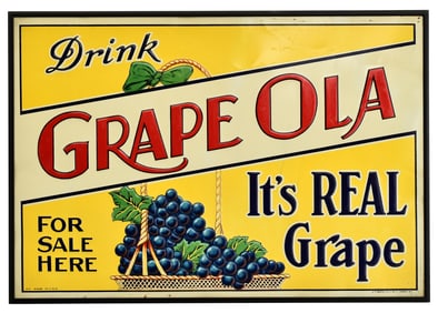 Drink Grape Ola Tin Advertising Sign