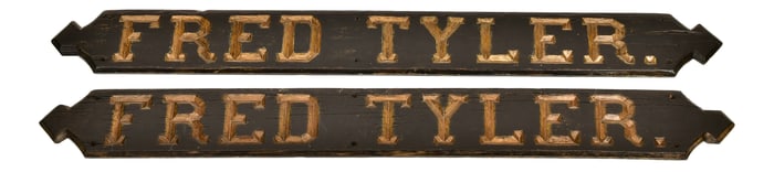 Two Carved and Painted Wood Signs, Fred Tyler