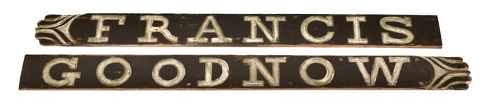 Two Carved and Painted Wood Signs, Francis Goodnow