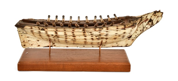 American Wood & Bone Model of a Ship