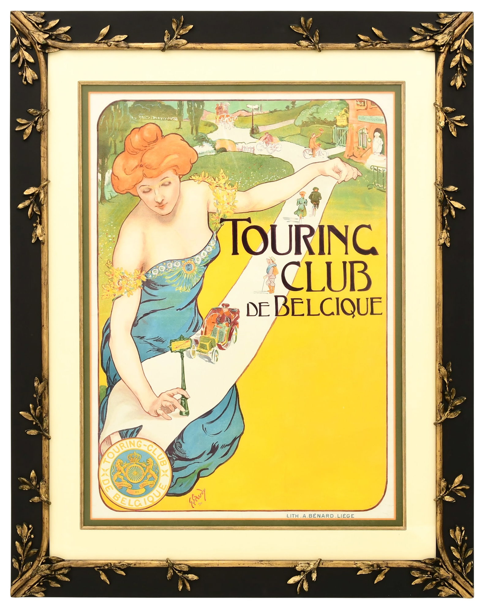 Georges Gaudy (Belgian, 1872-1940), "Touring Club De Belgique" Poster: Georges Gaudy(Belgian, 1872-1940)"Touring Club De Belgique" Posterlithrographic postersigned "G. Gaudy"33 1/2 x 24 1/2 inches (sight)46 x 36 inches (frame)Provenance: Private C