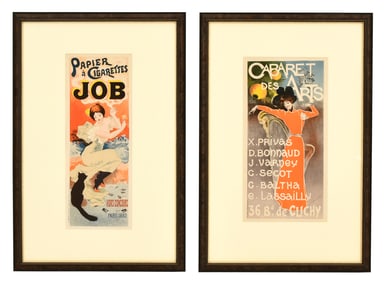 Two French Posters, Papier a Cigarettes Job, Cabaret des Arts