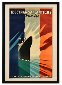 Cie. Gle. Transatlantique French Line Lithograph Poster, Paul Colin (French, 1892-1985)
