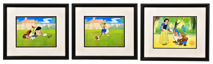 Three Walt Disney Limited Edition Serigraphs, Snow White, Donald Duck & Pinocchio