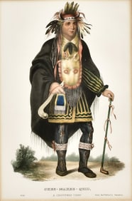 McKenney & Hall, "Okee-Makee-Quid, A Chippeway Chief," Hand-Colored Lithograph