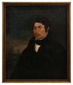 American School, Portrait of Captain Jabez Clark, Boston, Oil on Canvas, 19th Century
