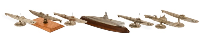 Lot of Seven Chrome Submarine Models