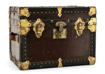 Rogers Brass-Mounted Leather Doll Trunk