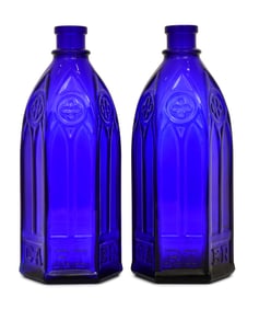 Two Carter's Cathedral Blue Ink Bottles