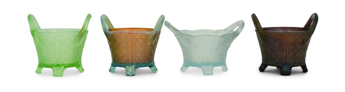 Four Northwood Carnival Glass Baskets