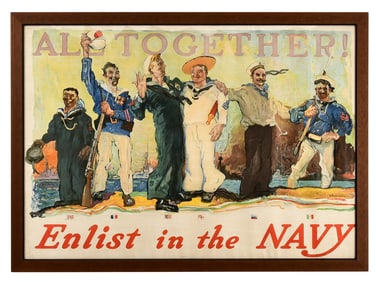 WWI Enlist in the Navy Poster, "All Together!"