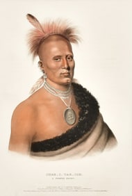 McKenney & Hall, "Shar-I-Tar-Ish, A Pawnee Chief," Hand-Colored Lithograph