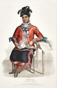 McKenney & Hall, "Tshusick, An Ojibway Woman," Hand-Colored Lithograph