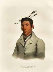McKenney & Hall, "Ka-Ta-Wa-Be-Da, A Chippeway Chief," Hand-Colored Lithograph