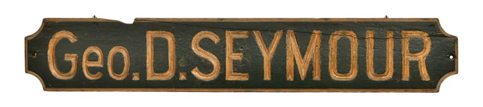 Carved and Painted Wood Sign, George D. Seymour