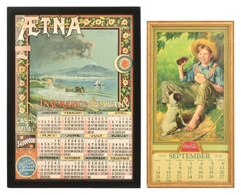 Coca-Cola 1930 Advertising Calendar and an Aetna Insurance Company 1885 Advertising Calendar