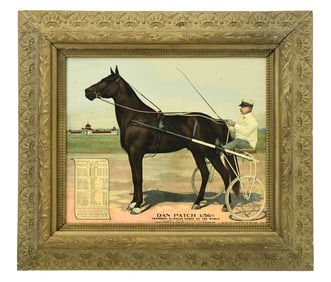 Dan Patch Champion Harness Horse of the World Paper Advertising Sign, International Stock Food Co.