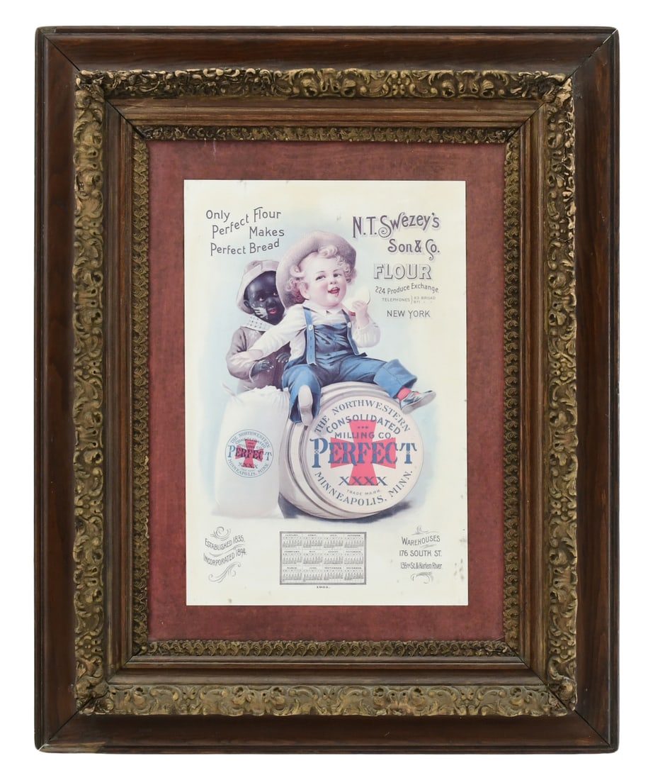 N.T. Swezey's Son & Co. Flour 1901 Advertising Calendar: N.T. Swezey's Son & Co. Flour 1901 Advertising Calendar early 20th century 40 x 32 1/4 inches Provenance: The Harold F. Wright Estate, McPherson, Kansas