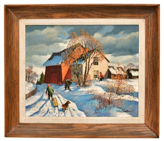 Anton Kurka (Austrian/American, 1939-1990), Homestead in the Winter