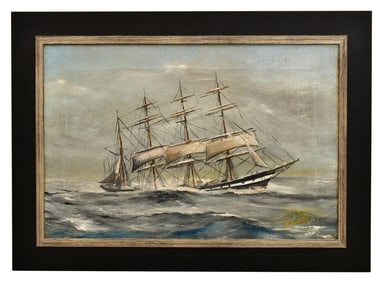 Sailing Ship, Oil on Canvas, 19th Century, William Rey